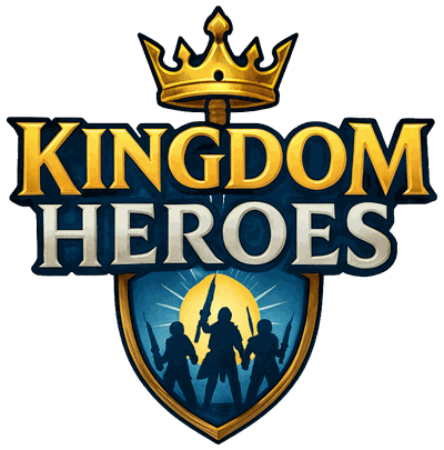 Kingdom Heroes logo: golden crown and heroes crest